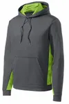 Sport-Tek Sport-Wick CamoHex Fleece Colorblock Hooded Pullover. ST239 Gris fumé foncé/ Choc des citrons