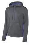 Pullover con cappuccio Sport-Tek Sport-Wick Fleece Colorblock. ST235 Grigio fumo scuro/ Marina