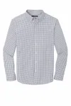 Port Authority Broadcloth Gingham Pflegeleichtes Hemd W644 Böiges Grau/ Weiß