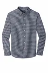 Port Authority Broadcloth Gingham Pflegeleichtes Hemd W644 Echtes Marineblau/Weiß