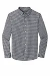 Port Authority Broadcloth Gingham Pflegeleichtes Hemd W644 Schwarz/ Weiß