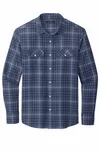 Port Authority Long Sleeve Ombre Plaid Shirt W672 TRUE NAVY