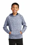 Sport-Tek Youth PosiCharge Electric Heather Fleece Hooded Pullover. YST225 Silver Electric