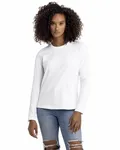 T-shirt à manches longues décontracté pour dames BLANC