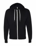 Heathered French Terry Full-Zip Hooded Sweatshirt BLACK