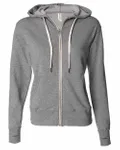 Heathered French Terry Full-Zip Hooded Sweatshirt Salt & Pepper