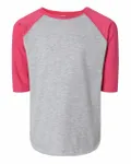 Toddler Baseball Fine Jersey Three-Quarter Sleeve Tee Vintage Heather/ Vintage Hot Pink