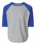 Toddler Baseball Fine Jersey Three-Quarter Sleeve Tee Vintage Heather/ Vintage Royal