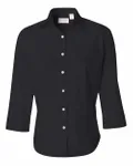 Chemise à manches trois quarts en sergé pour femmes NOIR