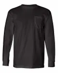 Bayside Adult 6.1 oz. 100% Cotton Long Sleeve Pocket T-Shirt BLACK