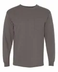 Bayside Adult 6.1 oz. 100% Cotton Long Sleeve Pocket T-Shirt Charcoal