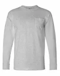 Bayside Adult 6.1 oz. 100% Cotton Long Sleeve Pocket T-Shirt Dark Ash