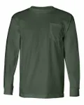 Bayside Adult 6.1 oz. 100% Cotton Long Sleeve Pocket T-Shirt Forest Green