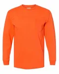 Bayside Adult 6.1 oz. 100% Cotton Long Sleeve Pocket T-Shirt Orange