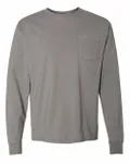 Unisex Garment-Dyed Long-Sleeve T-Shirt with Pocket Concrete Grey
