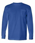 Bayside Adult 6.1 oz. 100% Cotton Long Sleeve Pocket T-Shirt ROYAL BLUE