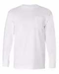 Bayside Adult 6.1 oz. 100% Cotton Long Sleeve Pocket T-Shirt WHITE