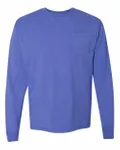 Unisex Garment-Dyed Long-Sleeve T-Shirt with Pocket DEEP FORTE BLUE