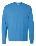 Unisex Garment-Dyed Long-Sleeve T-Shirt with Pocket SUMMER SKY BLUE