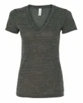 Bella + Canvas Ladies' Jersey Short-Sleeve Deep V-Neck T-Shirt Charcoal Marble