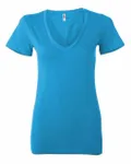 Bella + Canvas Ladies' Jersey Short-Sleeve Deep V-Neck T-Shirt Neon Blue