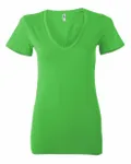 Bella + Canvas Ladies' Jersey Short-Sleeve Deep V-Neck T-Shirt Neon Green