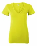 Bella + Canvas Ladies' Jersey Short-Sleeve Deep V-Neck T-Shirt Neon Yellow