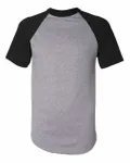 Maillot de baseball à manches courtes pour adultes Augusta Sportswear Athletic Heather/ Noir