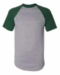 Maillot de baseball à manches courtes pour adultes Augusta Sportswear Athletic Heather/ Vert foncé