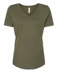 Bella + Canvas - t-shirt à col en V en jersey décontracté pour dames Vert militaire