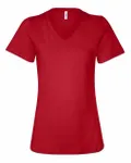 Bella + Canvas - t-shirt à col en V en jersey décontracté pour dames ROUGE