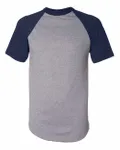 Maillot de baseball à manches courtes pour adultes Augusta Sportswear Athletic Heather/ Navy