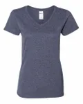 Gildan Ladies' Heavy Cotton V-Neck T-Shirt Heather Navy