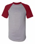 Maillot de baseball à manches courtes pour adultes Augusta Sportswear Athletic Heather/ Rouge