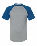 Maillot de baseball à manches courtes pour adultes Augusta Sportswear Athletic Heather/ Royal