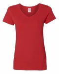 Gildan Ladies' Heavy Cotton V-Neck T-Shirt RED