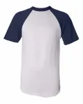 Maillot de baseball à manches courtes pour adultes Augusta Sportswear Blanc/ Marine