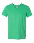 T-shirt à col en V Softstyle pour adulte Gildan Heather Irish Green