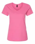 Gildan Ladies' SoftStyle Fitted V-Neck T-Shirt Azalea