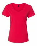 Hanes Ladies' Perfect-T V-Neck T-Shirt Athletic Red
