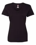Hanes Ladies' Perfect-T V-Neck T-Shirt BLACK