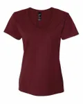 Hanes Ladies' Perfect-T V-Neck T-Shirt Maroon