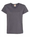 Hanes - T-shirt à col en V Essential-T pour dames Gris anthracite