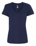Hanes Ladies' Perfect-T V-Neck T-Shirt Navy