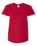 Hanes - T-shirt à col en V Essential-T pour dames Rouge foncé