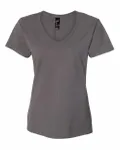 Hanes Ladies' Perfect-T V-Neck T-Shirt Smoke Grey