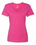 Hanes Ladies' Perfect-T V-Neck T-Shirt Wow Pink