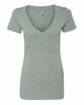 Next Level Apparel Ladies' CVC Deep V-Neck T-Shirt Dark Heather Grey