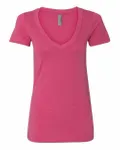 Next Level Apparel Ladies' CVC Deep V-Neck T-Shirt Raspberry