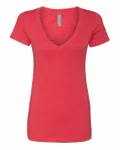 Next Level Apparel Ladies' CVC Deep V-Neck T-Shirt RED